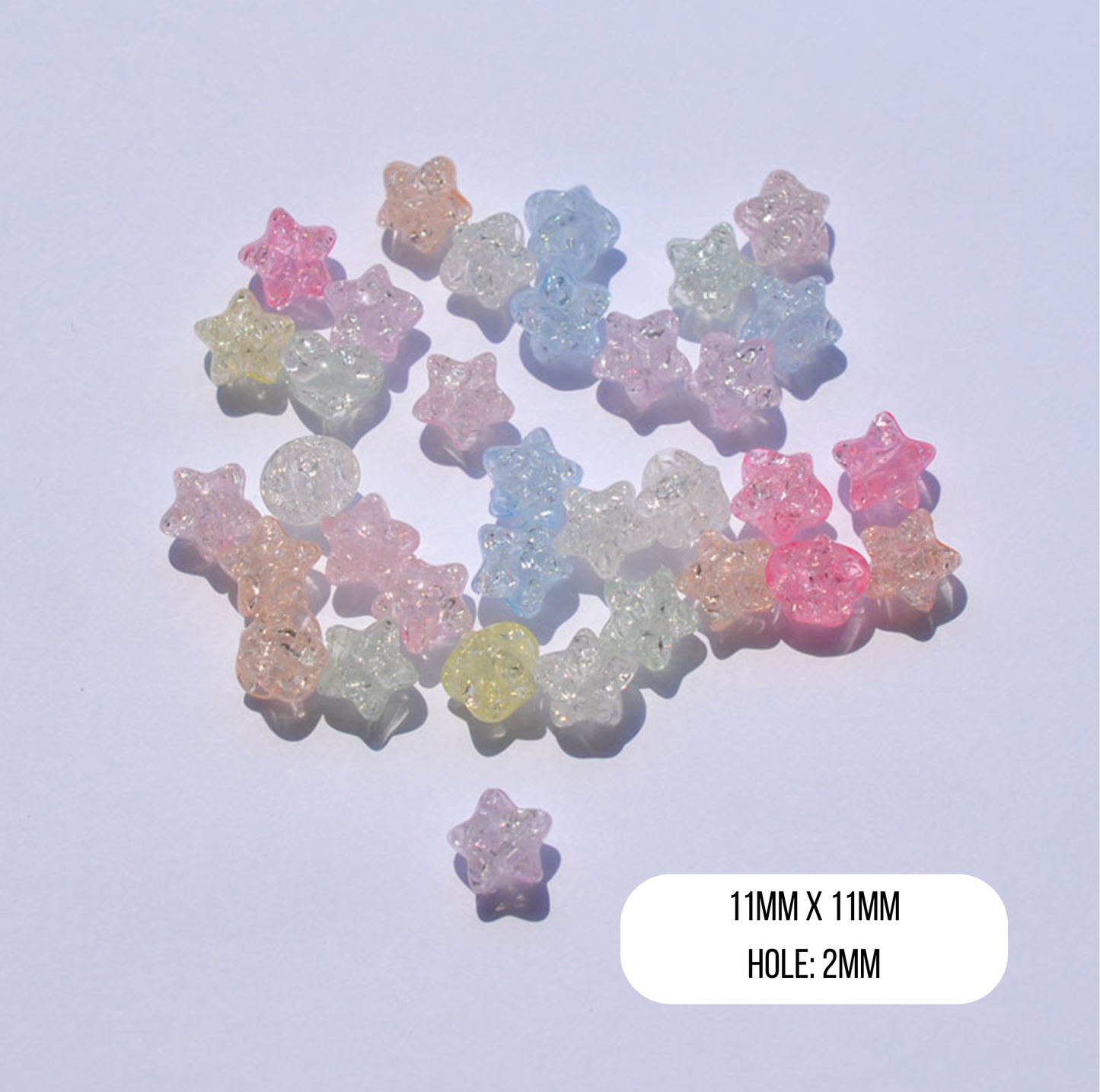 11MM Pastel Puffy Sparkle Candy-Colored Acrylic Star Bead