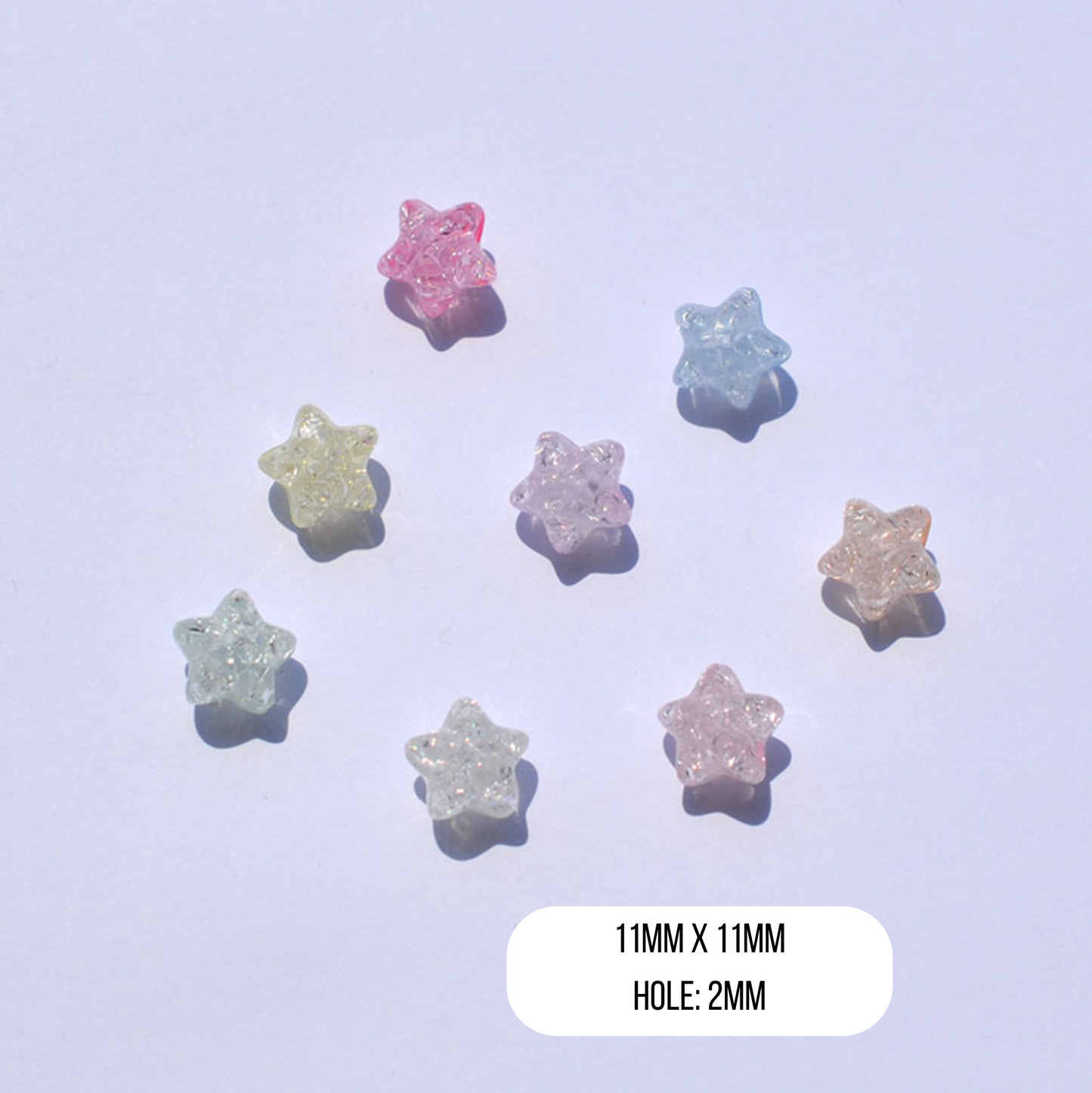 11MM Pastel Puffy Sparkle Candy-Colored Acrylic Star Bead