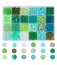 6MM ABS Green Themed Acrylic Round Bead Kits (1200 Beads)