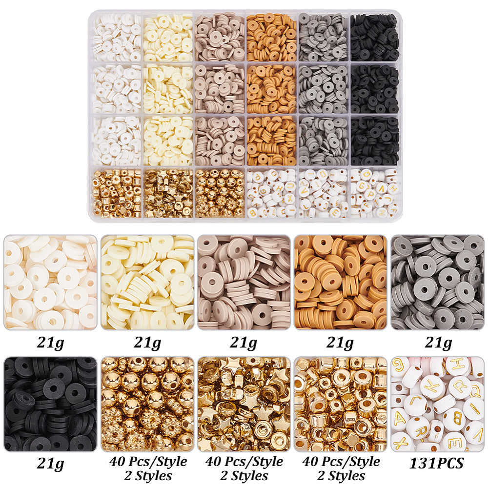 6MM Neutrals Polymer Clay Heishi Bead Kits