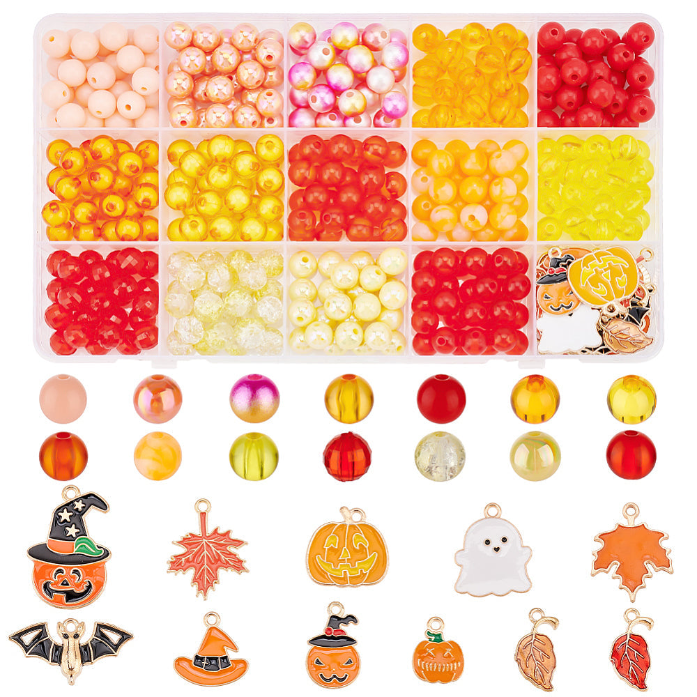 8MM Halloween and Autumn Themed Acrylic Bead Kit (350 Beads)