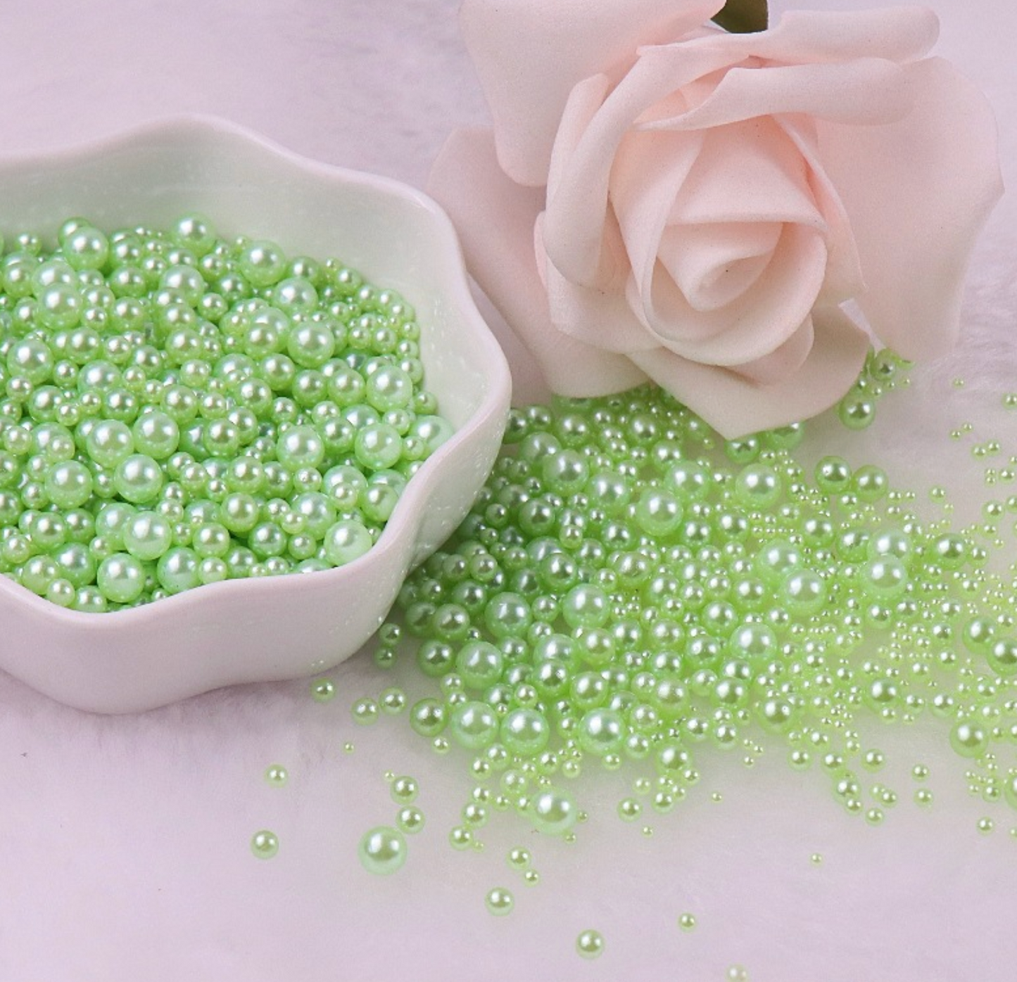 FAKE Light Green No Hole Pearls (2.5MM-5MM; NOT EDIBLE) D12-13