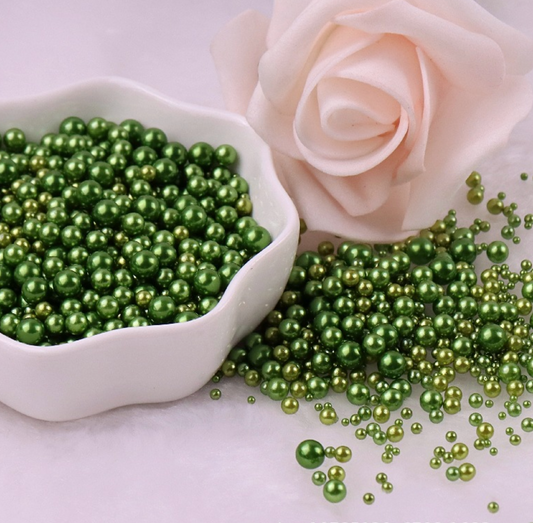 FAKE Mixed No Hole Dark Green Pearls (2.5MM-5MM; NOT EDIBLE) D12-27