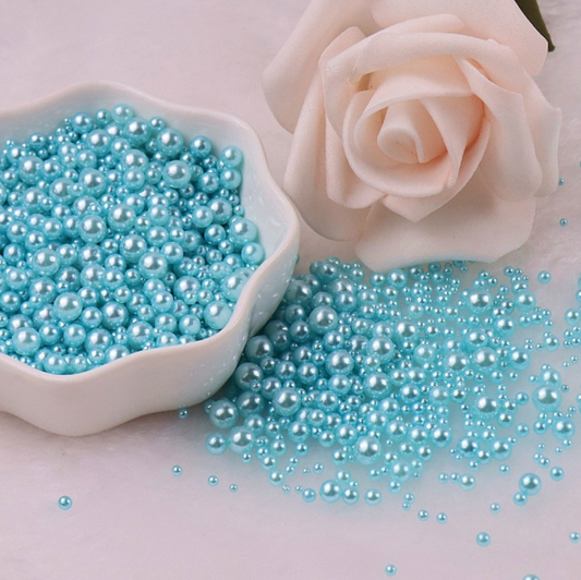 FAKE Mixed No Hole Aqua Blue Pearls (2.5MM-5MM; NOT EDIBLE) D12-09