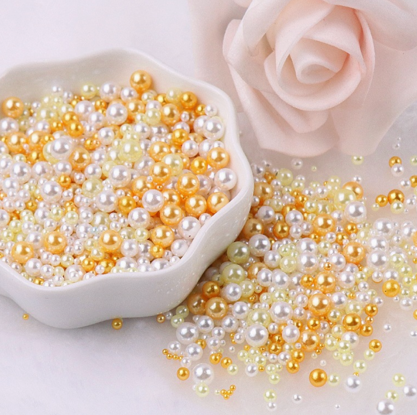 FAKE Mixed No Hole Gold Pearls (2.5MM-5MM; NOT EDIBLE) D12-02