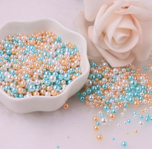 FAKE Mixed No Hole Blue Tan Pearls (1.5MM-5MM; NOT EDIBLE) D12-06