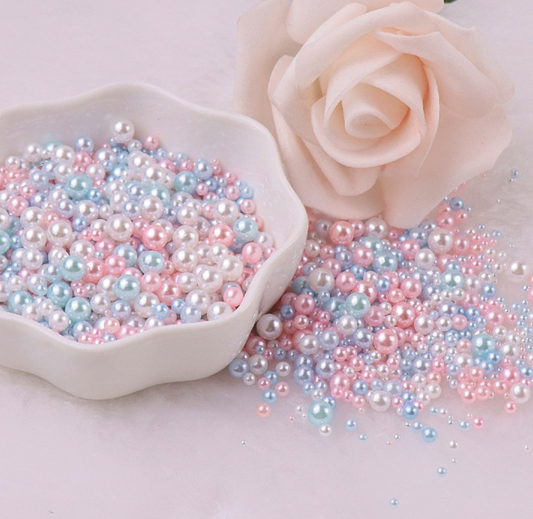 FAKE Mixed No Hole Blue Pink Pearls (2.5MM-5MM; NOT EDIBLE) D12-05