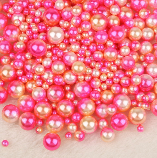 FAKE Mixed No Hole Pink Gradient Ombre Pearls (4mm-10mm; NOT EDIBLE) D12-35