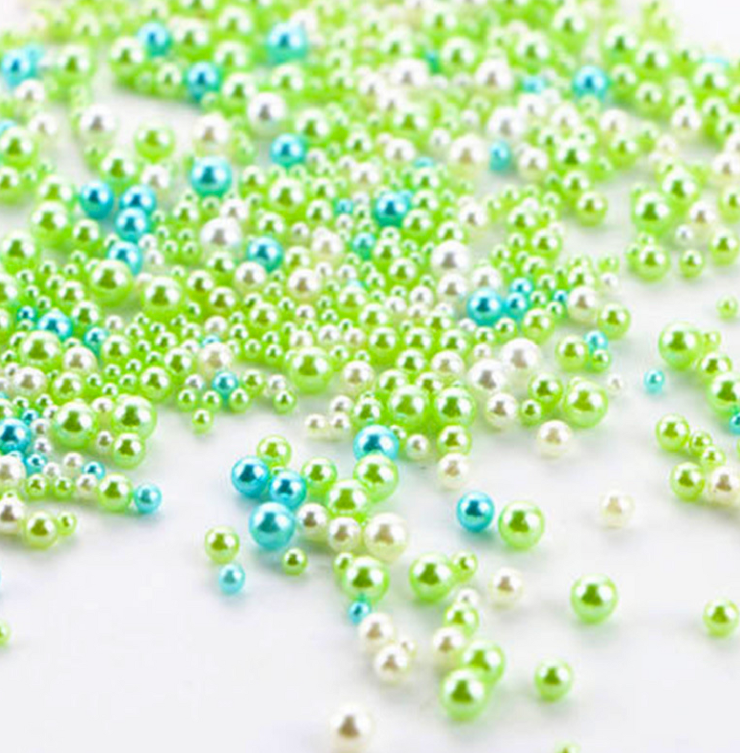 FAKE Mixed No Hole Green Pearls (2.5MM-5MM; NOT EDIBLE) D12-28