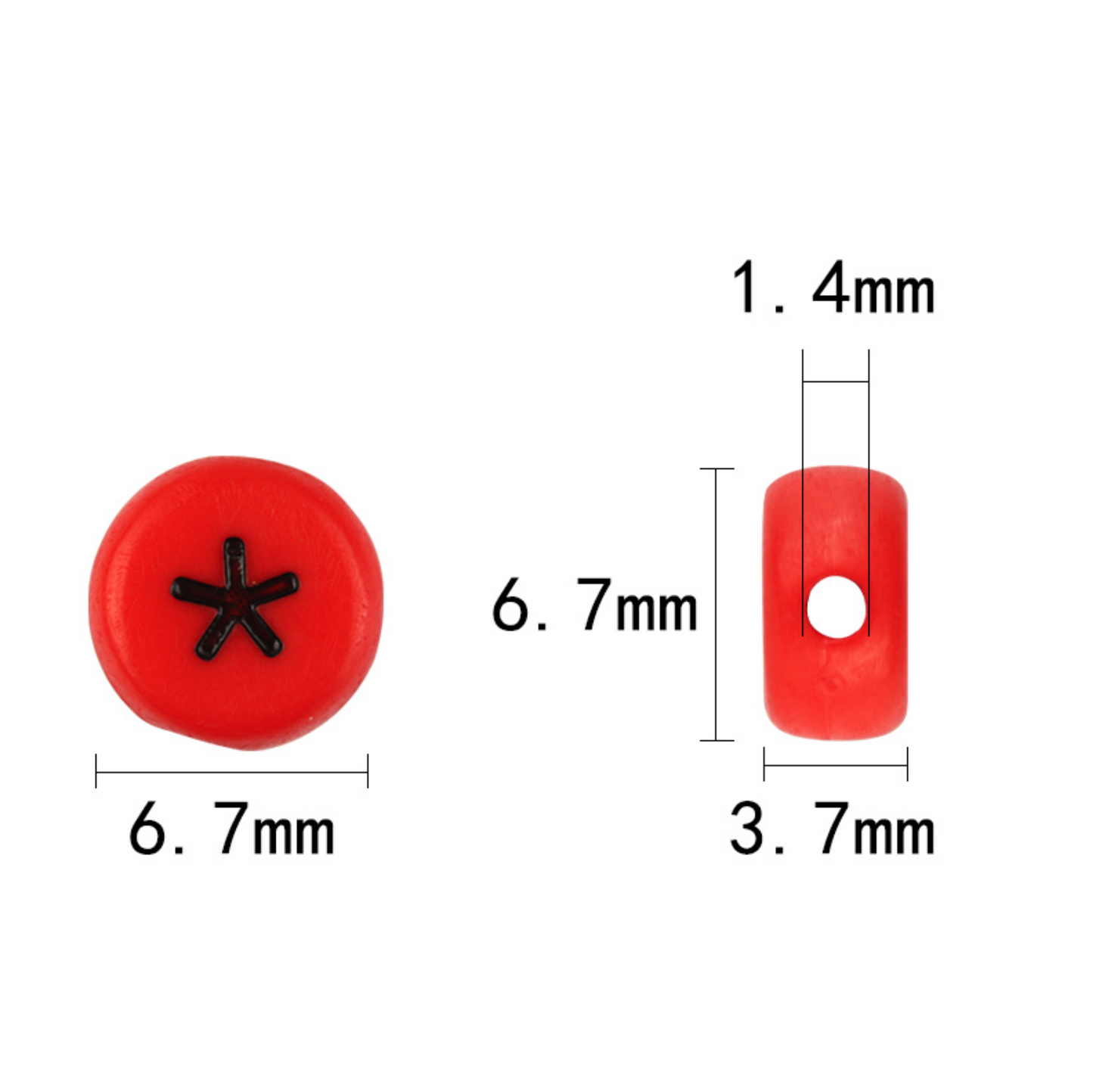 7MM Symbols #1, Dollar, Ampersand, Asterisk, Plus, Minus, Dollar Acrylic Beads