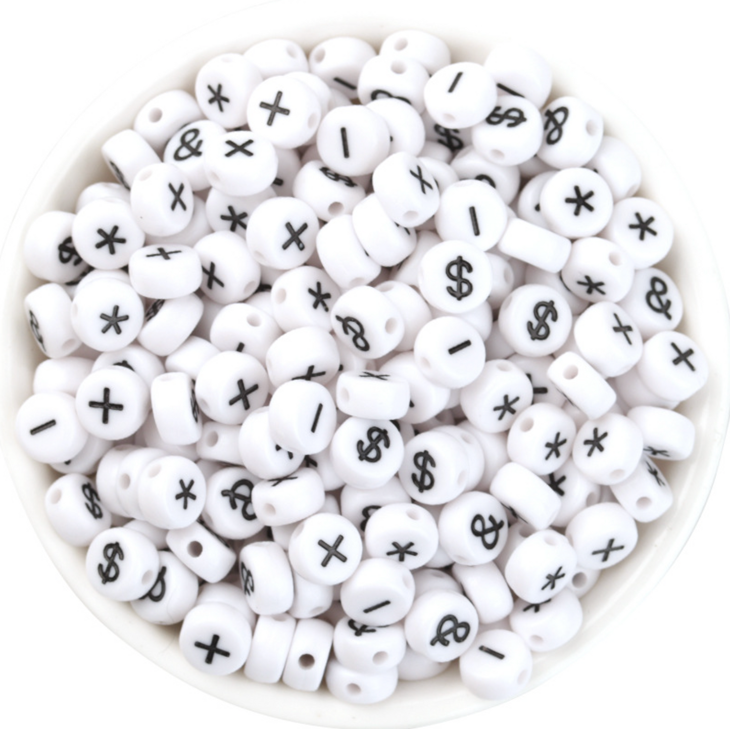 Symbol Pack #1, Dollar, Ampersand, Asterisk, Plus, Minus, Dollar Acrylic Beads