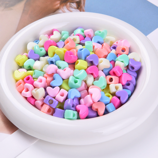 BULK 12MM Pastel Acrylic Heart Spacer Beads