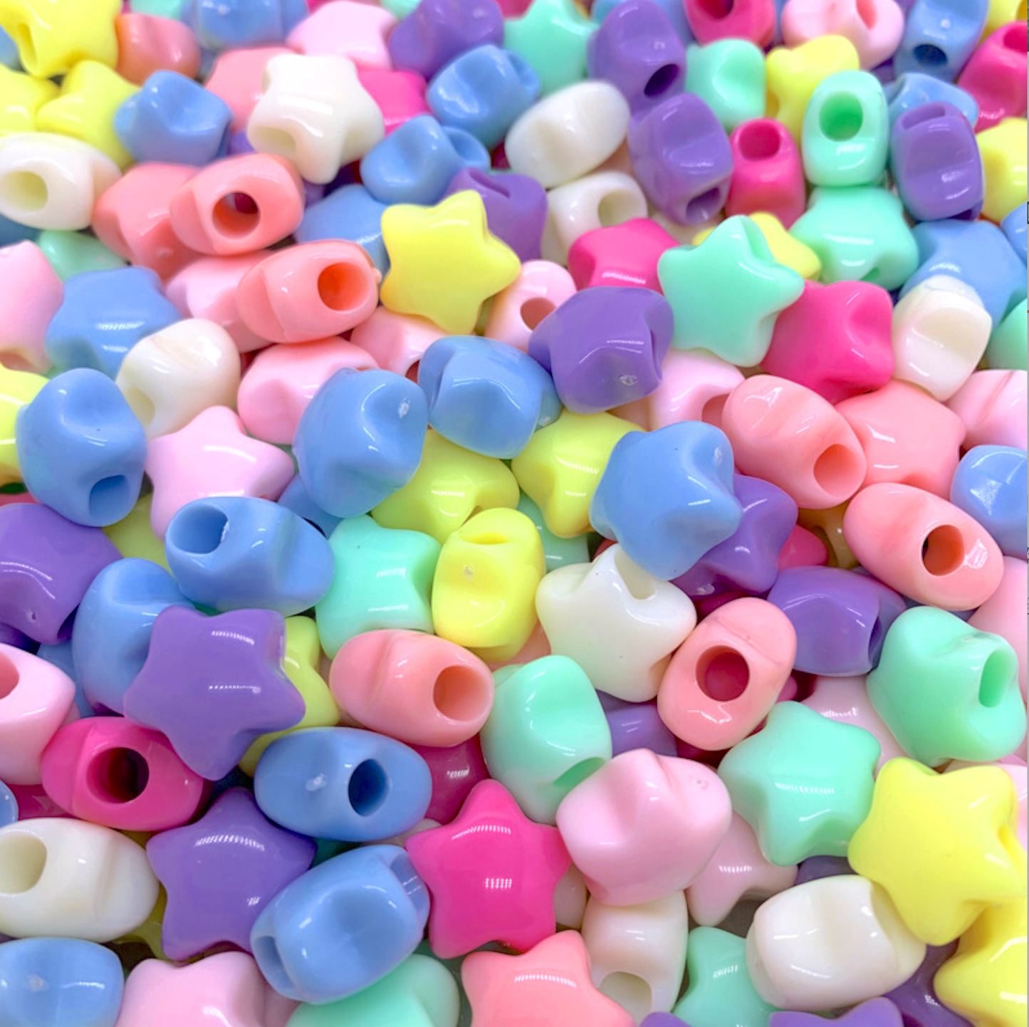 14MM Pastel Puffy Star Acrylic Spacer Beads