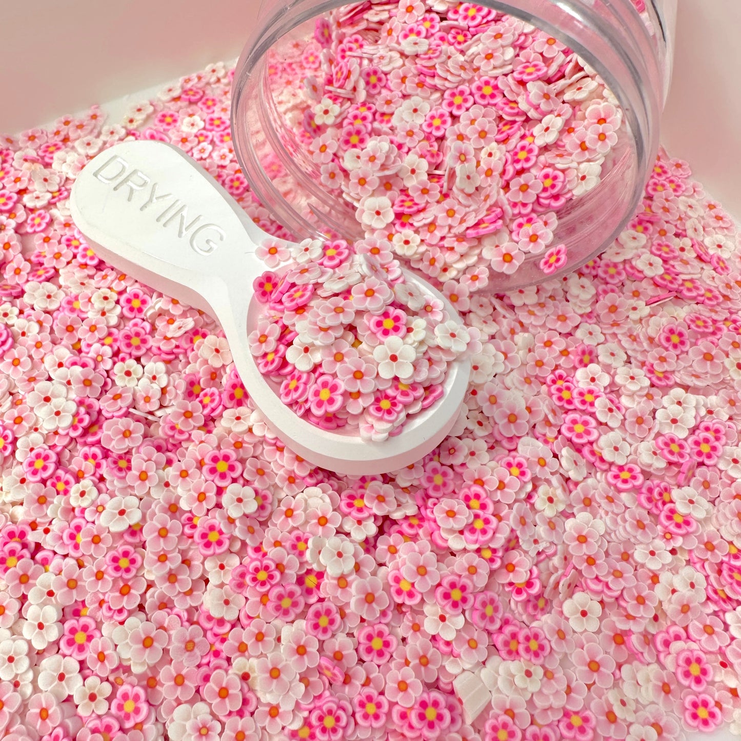 FAKE Romantic Pink White Flower Polymer Clay Sprinkle Mix (NOT EDIBLE) D15-18