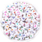 Letter A-Z Alphabet Beads, White beads with Multi Colored Letters (7MM)