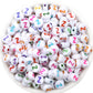 Letter A-Z Alphabet Beads, White beads with Multi Colored Letters (7MM)