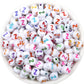 Letter A-Z Alphabet Beads, White beads with Multi Colored Letters (7MM)