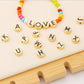 White Metal Round Individual Letters Beads (8mm x 3.5mm)