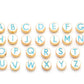 Light Blue Metal Round Individual Letters Beads (8x3.5mm)