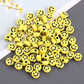 7MM Yellow Flat Round Acrylic with Black Happy Face Beads