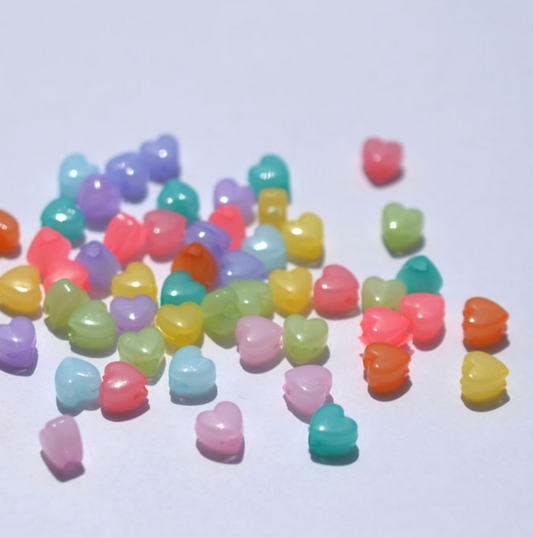 8MM Muted Jelly Pastel Heart Acrylic Spacer Beads with Vertical Hole