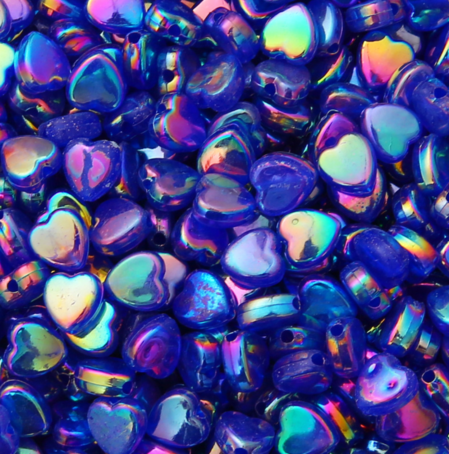8MM Dark Blue Transparent Acrylic Heart Spacer Beads with Vertical Hole