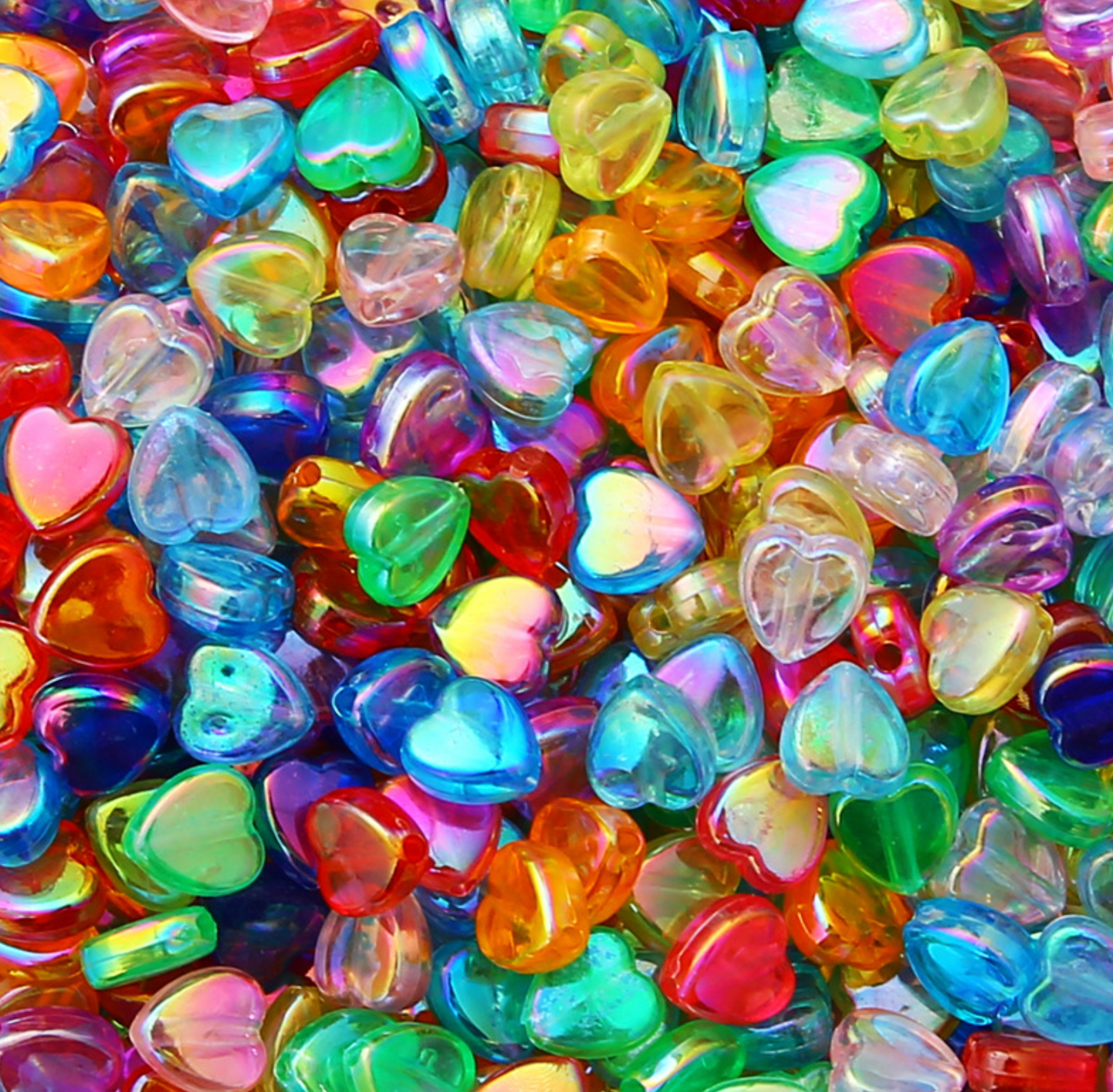 8MM Mixed Colors Transparent Acrylic Heart Spacer Beads with Vertical Hole