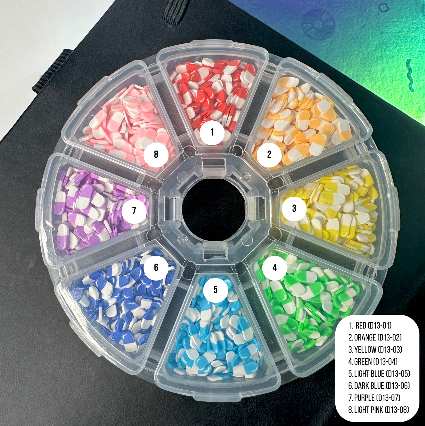 FAKE 5MM/10MM Rainbow Pills, Medical Themed Polymer Clay Sprinkle Set/Box