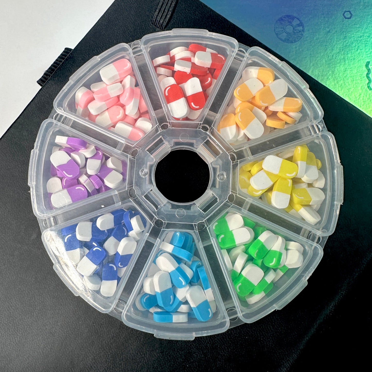 FAKE 5MM/10MM Rainbow Pills, Medical Themed Polymer Clay Sprinkle Set/Box