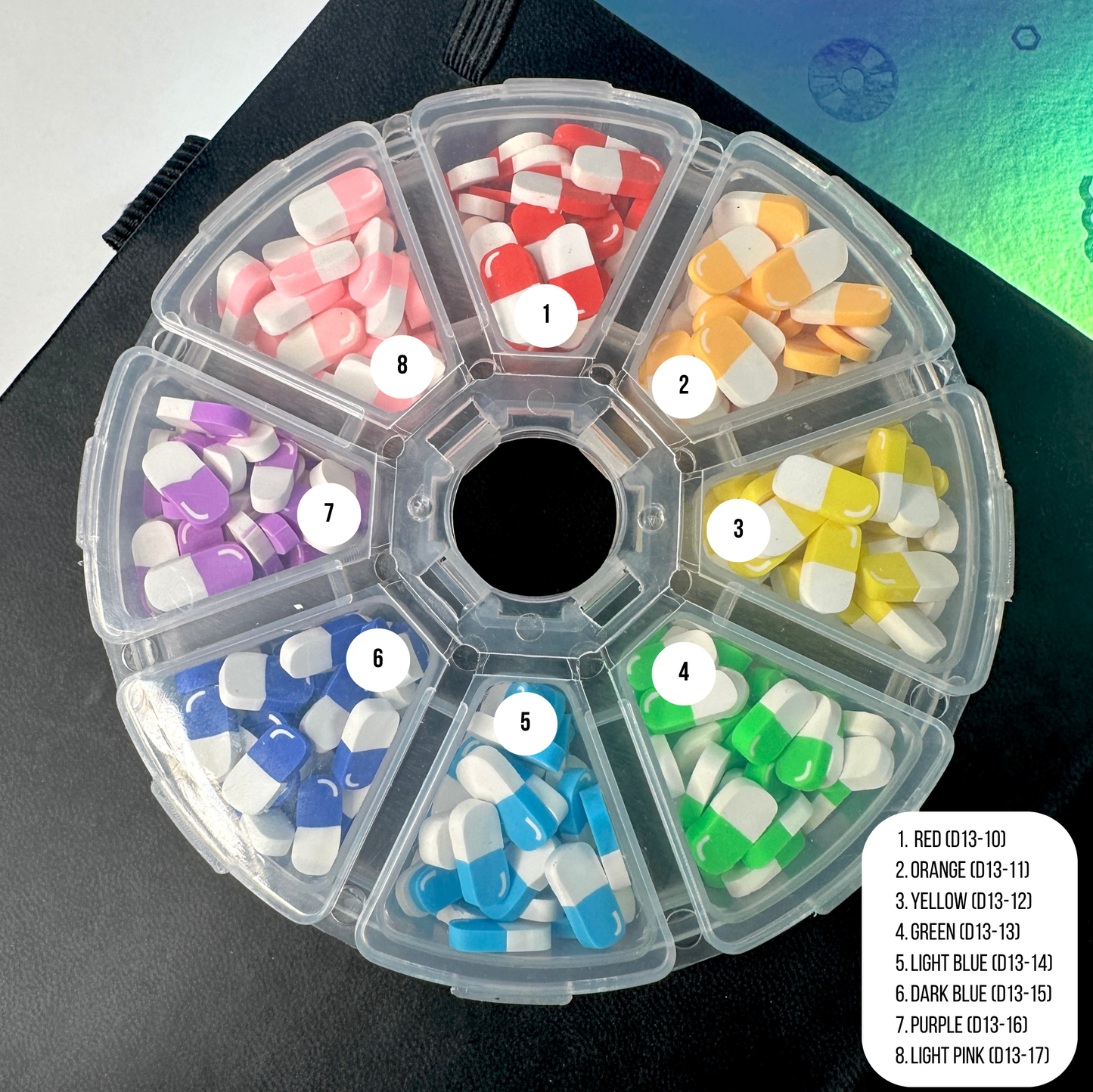 FAKE 5MM/10MM Rainbow Pills, Medical Themed Polymer Clay Sprinkle Set/Box