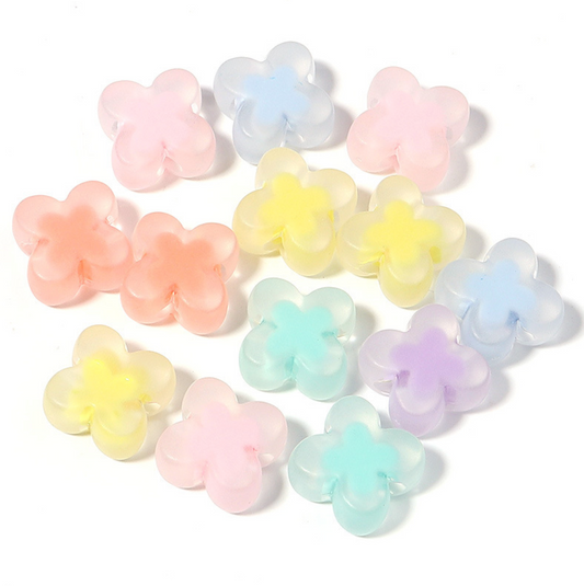 15MM Frosted Clover Shaped Acrylic Spacer Beads