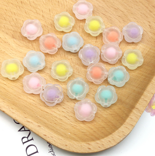 13MM Frosted Flower Shaped Acrylic Spacer Beads