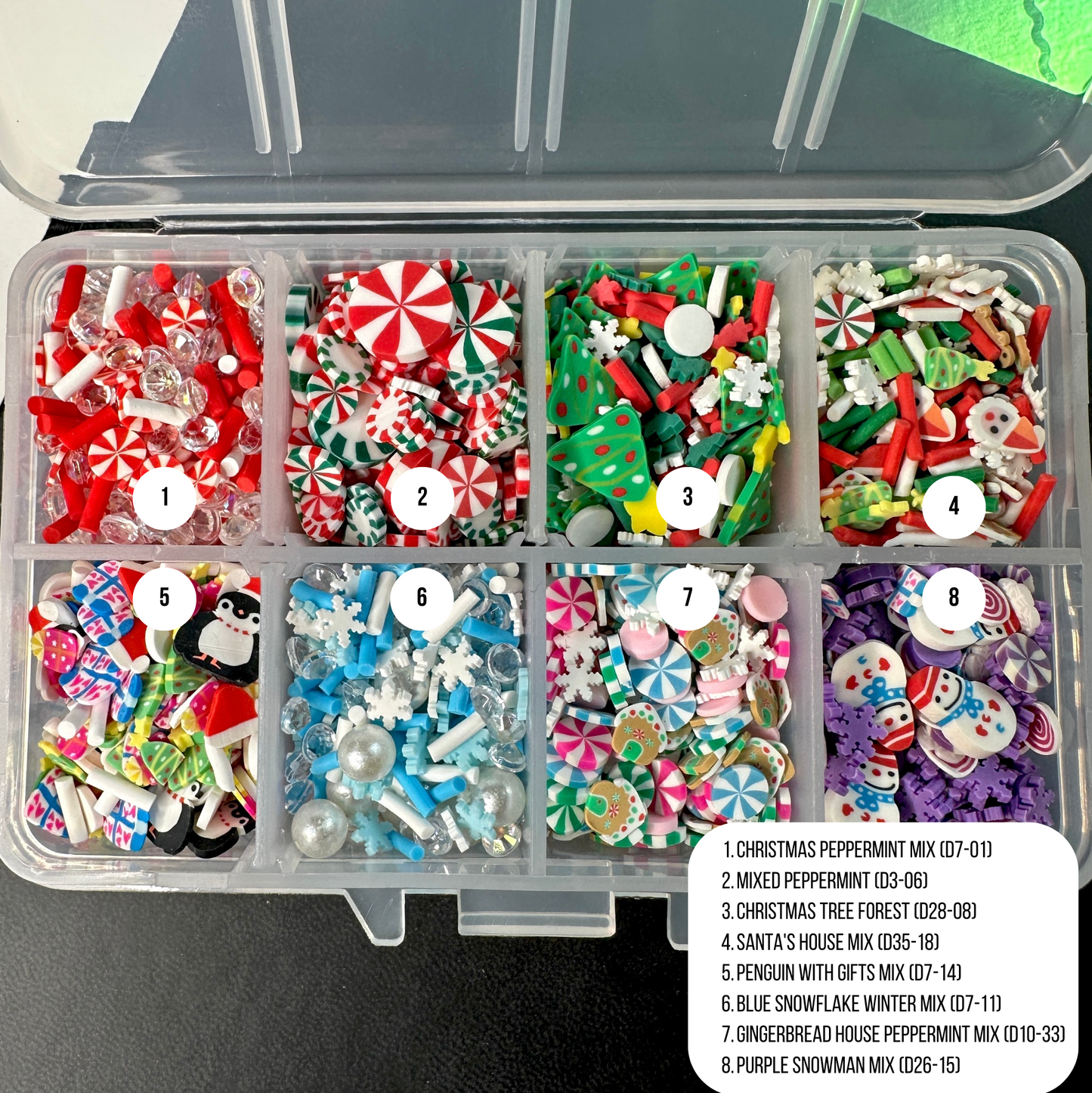 FAKE Christmas Mix Themed Polymer Clay Sprinkle Set/Box