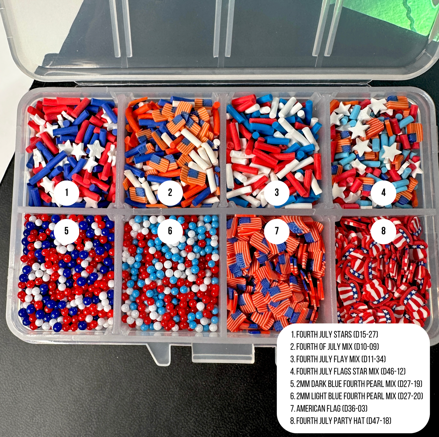 FAKE Fourth of July Themed, USA Polymer Clay Sprinkle Set/Box