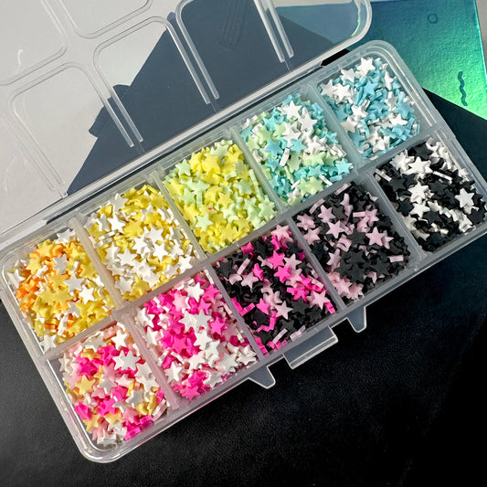 FAKE Rainbow Star Mixes Themed Polymer Clay Sprinkle Set/Box