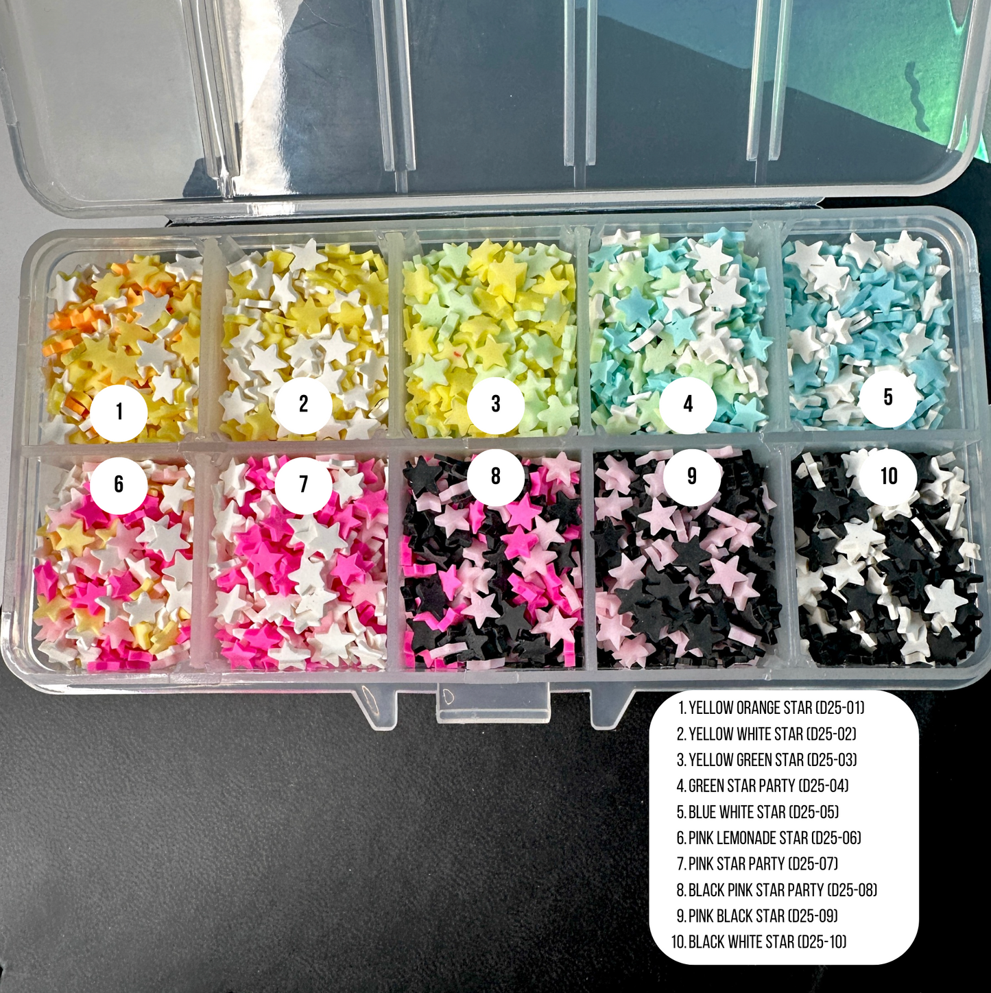 FAKE Rainbow Star Mixes Themed Polymer Clay Sprinkle Set/Box