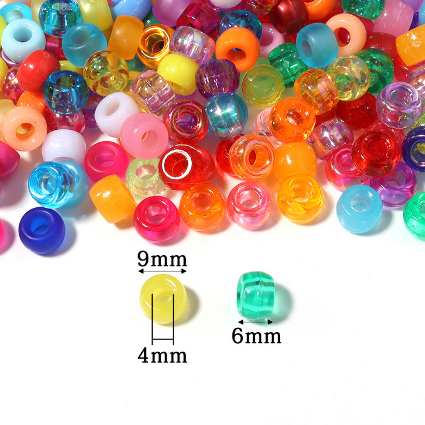 9MM Colorful Translucent Glitter Pony Beads