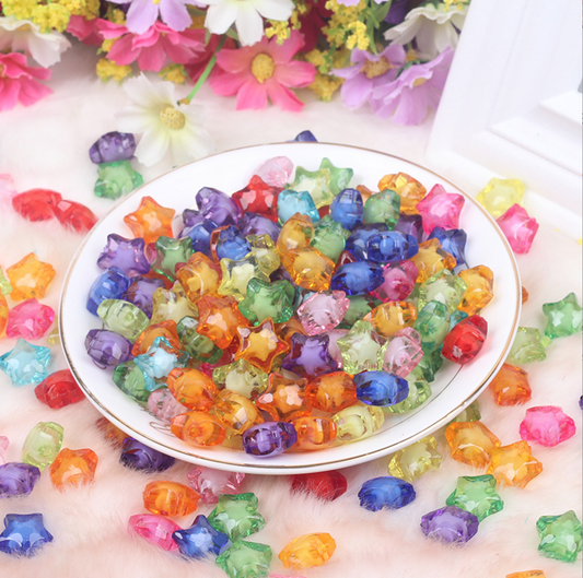 Mixed Colors Transparent Acrylic Rainbow Star Spacer Beads (12MM)