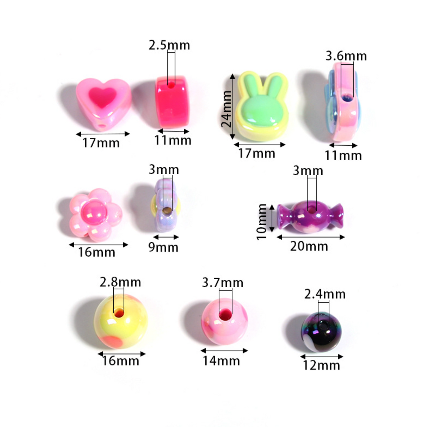 Chunky Two-Toned UV Plated Bunny Head Bead (23.5x17x10.5mm)