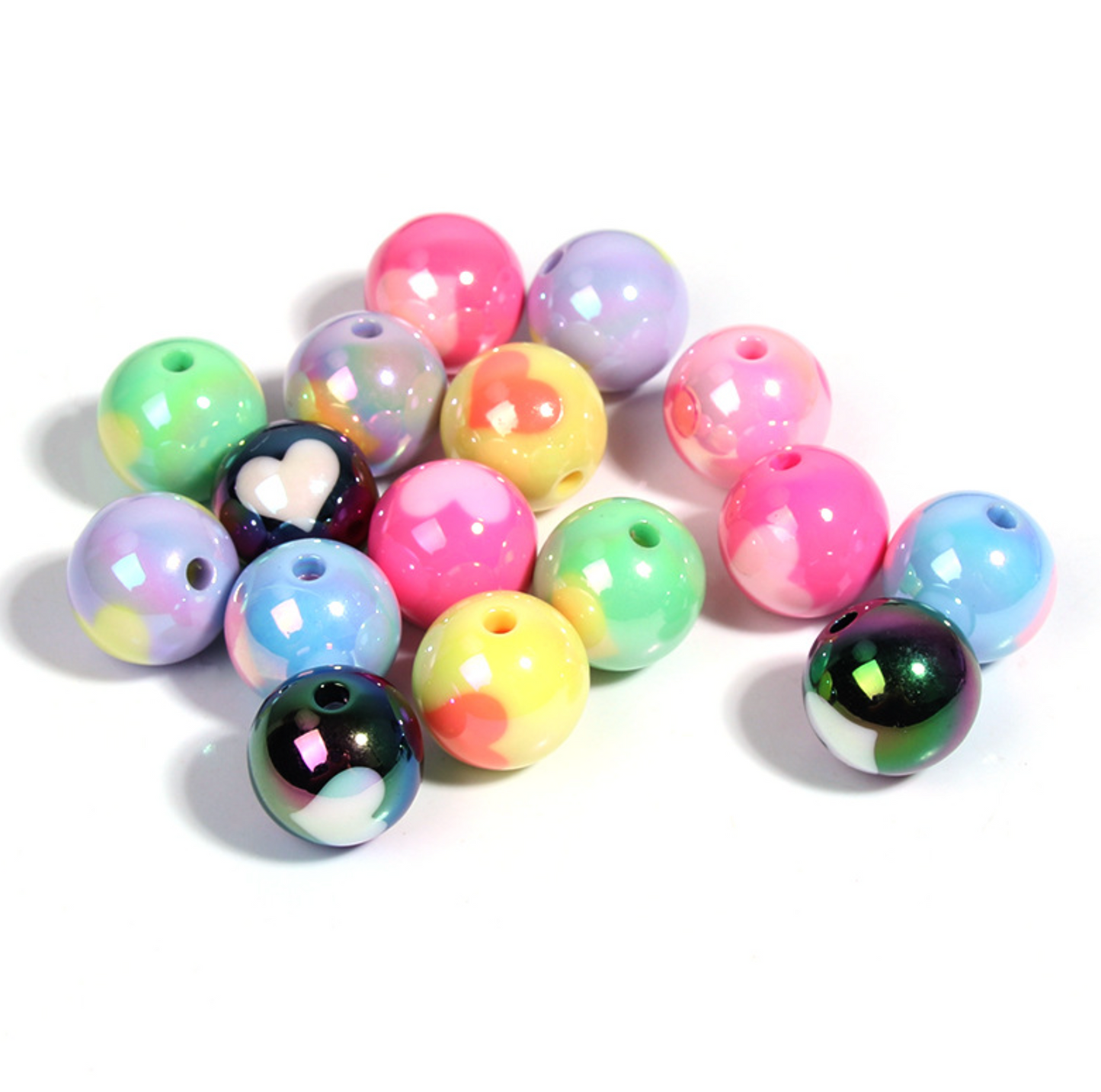 Two-Toned UV Plated Round Bead with Heart (16.5mm x 16mm)