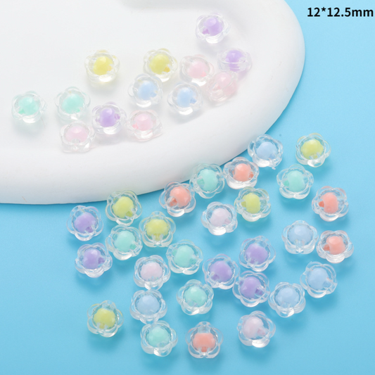 13MM AB Flower Shaped Acrylic Spacer Beads