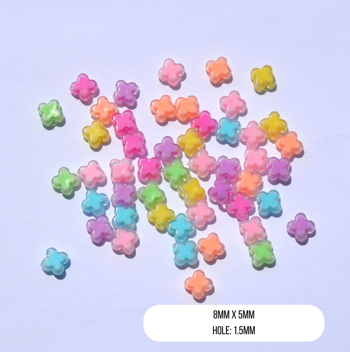 8MM Bright Colored Four Leaf Clover Acrylic Spacer Beads
