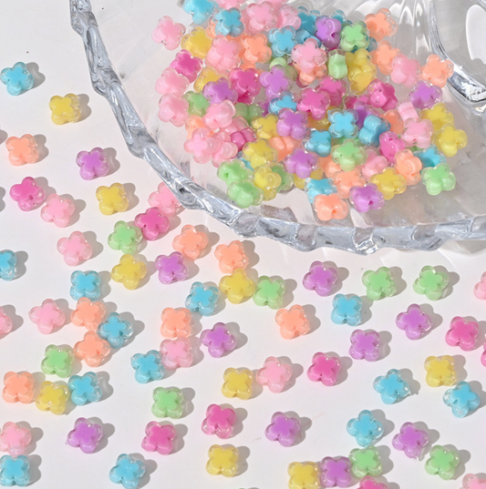 8MM Bright Colored Four Leaf Clover Acrylic Spacer Beads