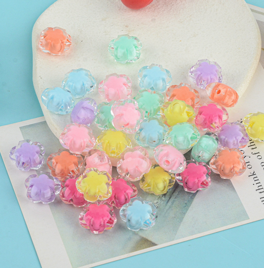 Chunky 17MM Sakura Flower Shaped Acrylic Spacer Beads