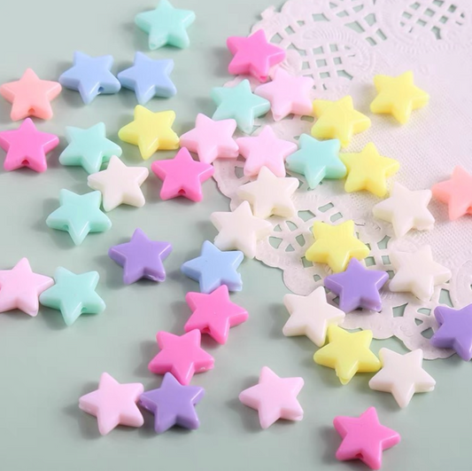 14MM Cute Pastel Acrylic Star Spacer Beads