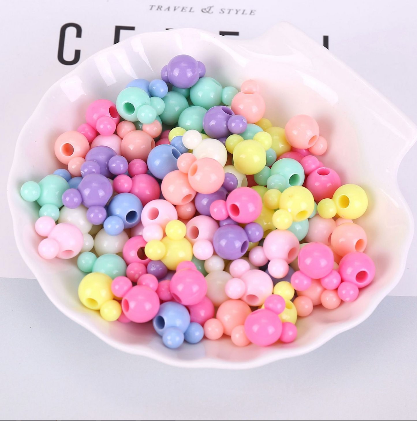 Chunky 15MM Pastel Mouse Head Acrylic Spacer Beads