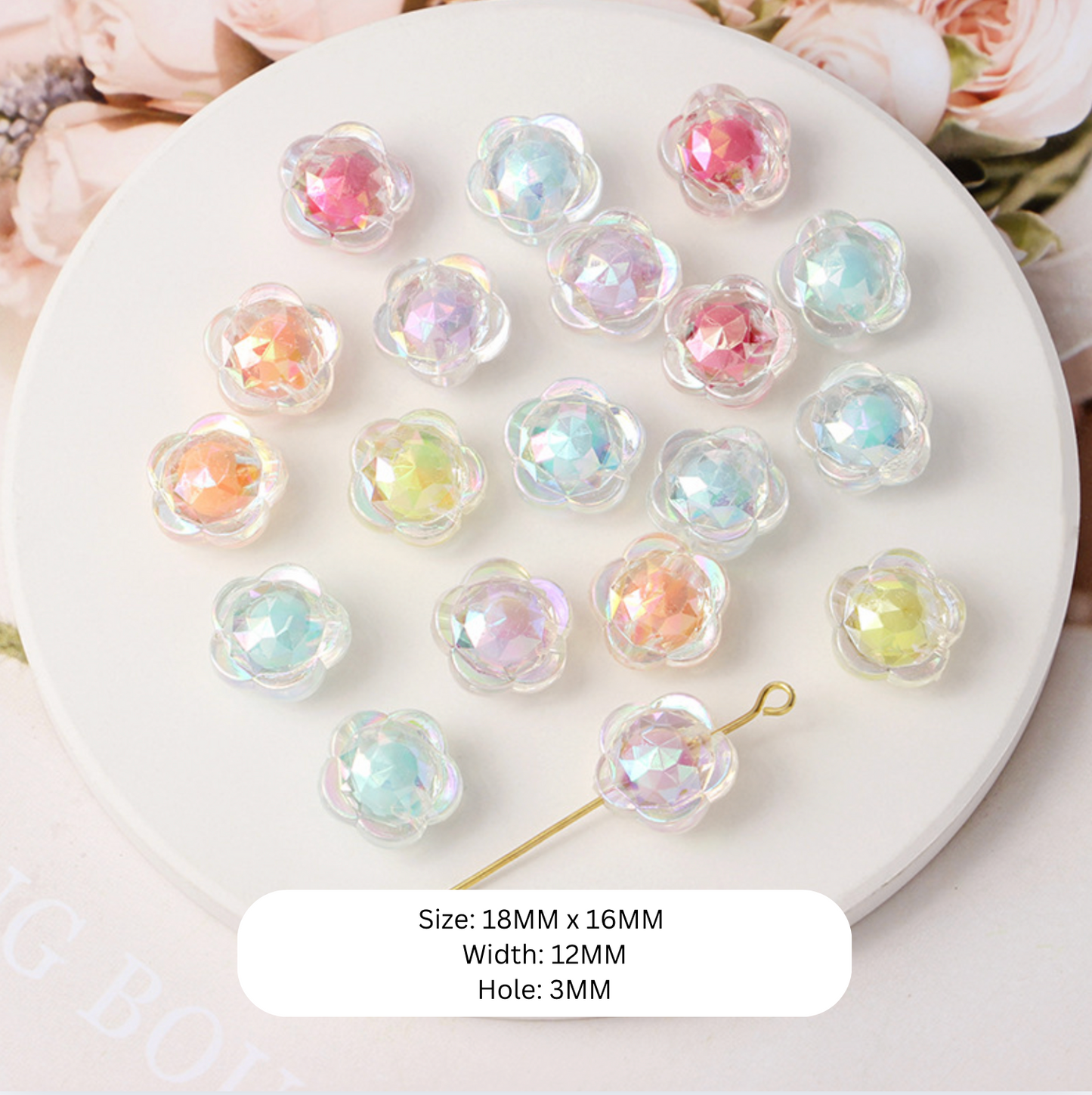 Chunky 18MM Mixed Acrylic Rainbow Flower Beads