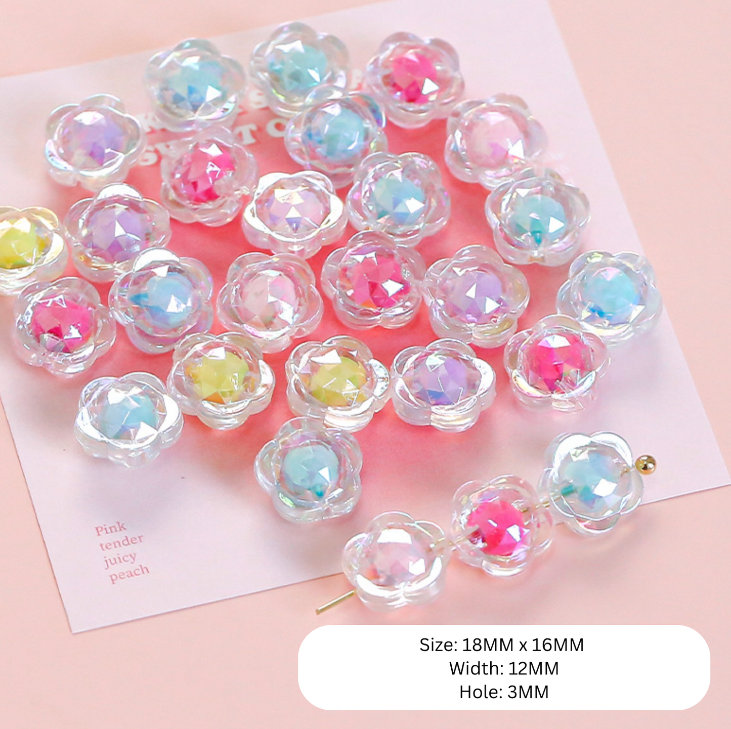 Chunky 18MM Mixed Acrylic Rainbow Flower Beads