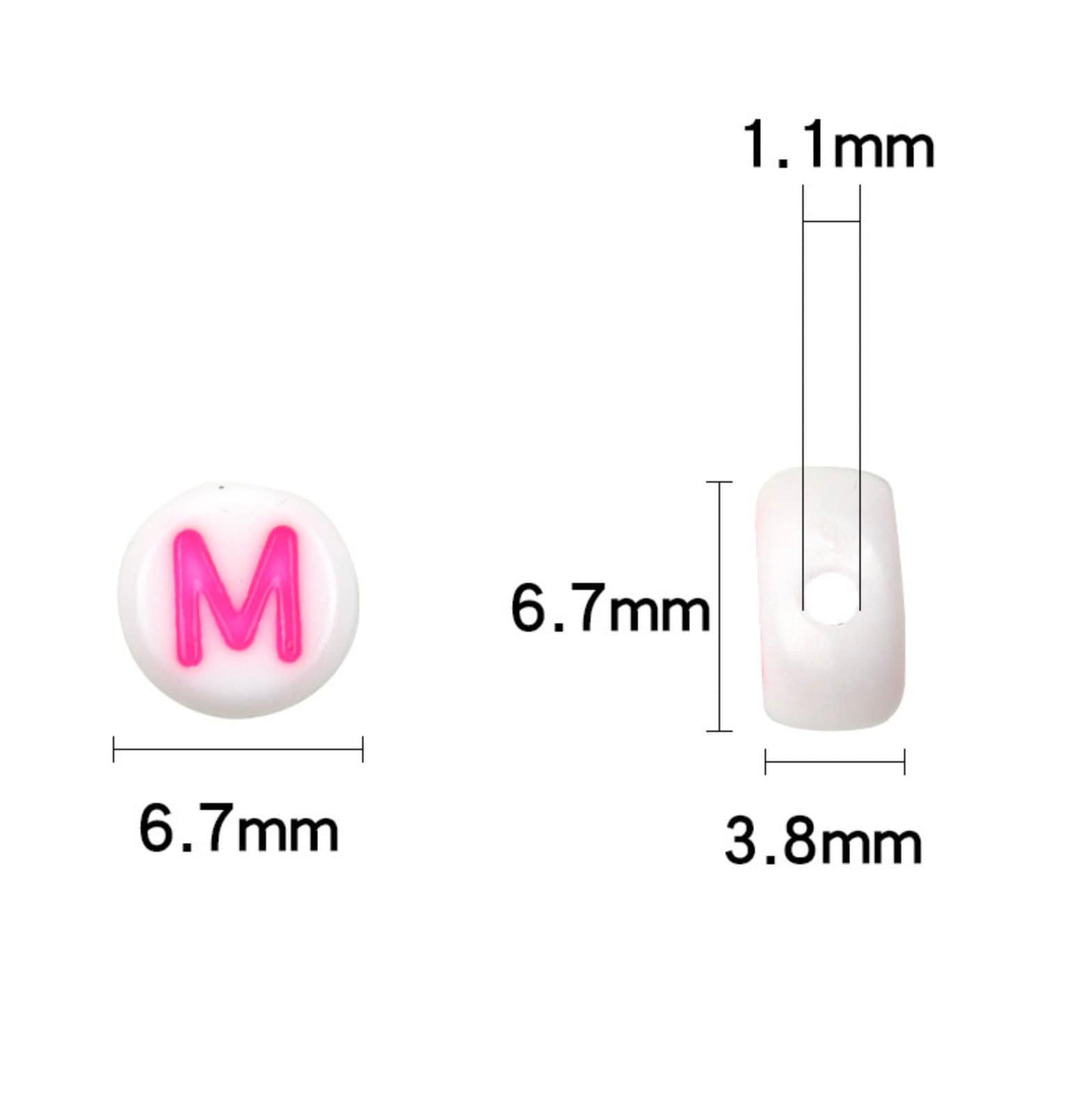 7MM x 4MM White Flat Round Acrylic Mathematical Sign Symbol Beads