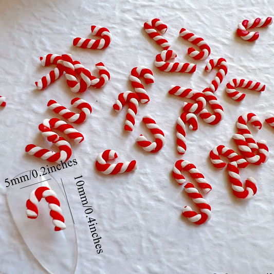 Tiny Polymer Clay Candy Cane Stick (5mm in length) NOT EDIBLE